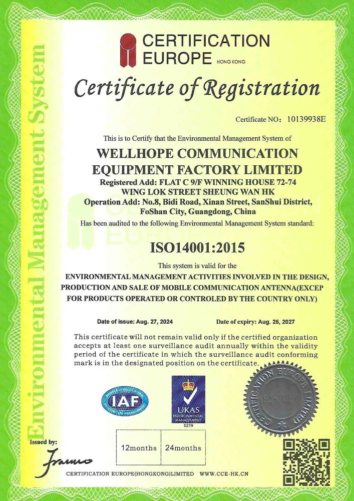 Certifikace WHIRELESS ISO 14001:2015